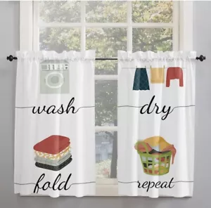 Simple Drawn Dry Wash Fold Repeat Window Curtains Kitchen Drapes 52 in x 52 in - Picture 1 of 3