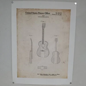 Buck Owens Acoustic Guitar Patent Drawing Poster Wall Art Cole Borders - Picture 1 of 12