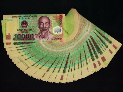 50 x 10,000 Vietnam Dong Banknotes Currency = 1/2 Million 100 % Authentic w/ COA - Image 1 of 4