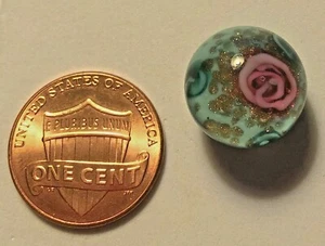 ONE Czech Glass Ball Button Paperweight Blue Pink Green Gold 9/16" 14mm 9623 - Picture 1 of 4