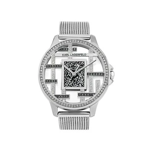 Karl Lagerfeld Transparent Boucle Mesh Watch 5513114 Stainless Steel NEW! NO BOX - Picture 1 of 9