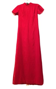 Vintage 60s Ruby Red Velvet Dress With Attached Train Short Sleeves Princess XS - Picture 1 of 4