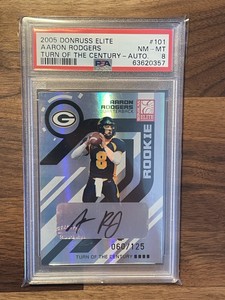 2005 Donruss Elite Aaron Rodgers Turn Of The Century Rookie Auto #d /150 PSA 8