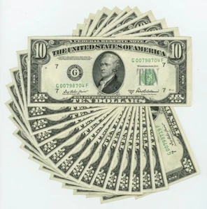 FR #2012G $10 1950B (16) Federal Reserve Notes Chicago Consecutive DC-6196 - Picture 1 of 2