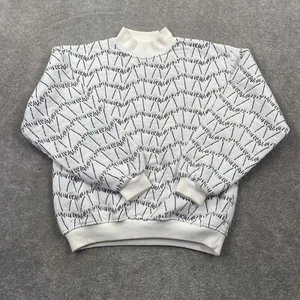 Vintage KOMAN Crazy Abstract Zig Zag Pattern Knit Sweater Unisex Size S White - Picture 1 of 10