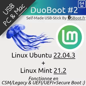 CLÉ USB LINUX MINT 21.2 VICTORIA + UBUNTU 22.04.3 JAMMY-JELLYFISH BOOTABLE STICK - Foto 1 di 18