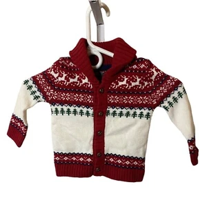 Tahari Kids Unisex Christmas Reindeer Cardigan Sz 12M - Picture 1 of 9