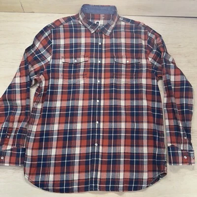 Mens Howe Workforce SNAP Flannel Shirt XX Large Orange Blue Plaid Long Sleeves - Image 1 of 4