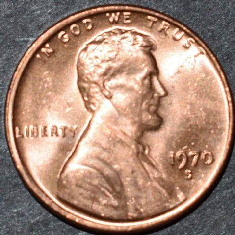 1970 S Lincoln Memorial Penny Brilliant Uncirculated (BU) from OBW Cover
