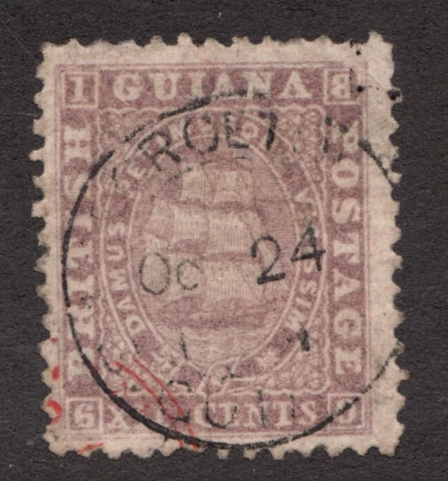 Guayana Británica 1862-65 - Sc# 27 - 12¢ velero - sello postal usado Cv$55 Foto 1 de 1