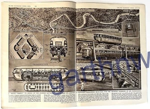 LONDRA 1958 PROPOSTA MONOROTAIA ALTA VELOCITÀ OPERA D'ARTE DISEGNO E MAPPA AEROPORTO-VITTORIA - Foto 1 di 1