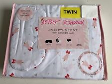 4 Pc Betsey Johnson Pink Christmas Trees Twin Size Sheet Set With Eye Mask