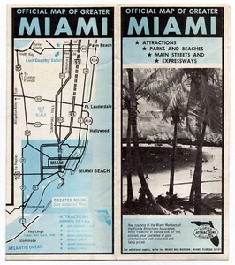 MIAMI, FLORIDA ~ Circa 1960's Tourist Map with Attractions - Picture 1 of 2