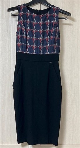 Abito smanicato CHANEL donna taglia 36 blu navy nero lana seta di JP authenti