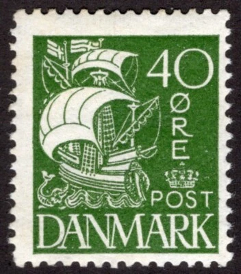 DINAMARCA 1927 SC #197 - MVLH* 40 minerales carabela (sin cuadrados) CV $25,00 *Sellos de la bahía* Foto 1 de 2