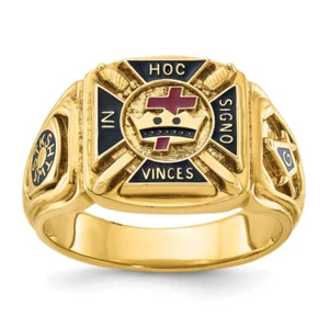 10K Solid Yellow Gold Mens Multi-color Knights Templar Masonic Ring - Picture 1 of 109