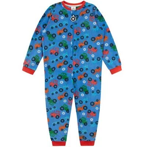 Tractor Sleepsuit Kids Boys 2 3 4 5 6 7 8 9 10 Years Sleepwear Blue Red Green - Picture 1 of 4