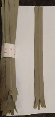 Greeny Beige Concealed, Invisible closed Ended Zip 10", 25cm x1 - Image 1 of 2
