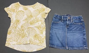 Girls Old Navy & Gap Outfit size 5 - Pineapple Top w/Jean Skirt EUC - Picture 1 of 7