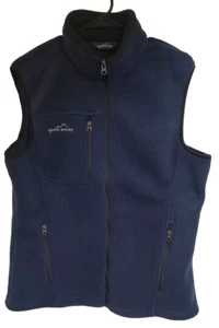 Eddie Bauer Men's Sleeveless, Zip Up Fleece Vest Gillet, Blue/Black, New, Medium - Picture 1 of 4