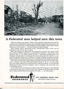 1966 anuncio impreso de Federated Insurance Co Russiaville en tornado domingo de Ramos 1965 - Imagen 1 de 2