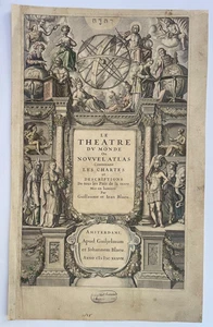 TITLE PAGE 1638 BLAEU ATLAS NOVUS LARGE ANTIQUE FRONTISPIECE 17TH CENTURY - Picture 1 of 5