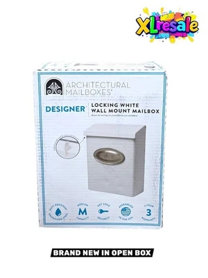 Architectural Mailboxes Steel, Locking Wall Mount Designer White & Satin Nickel - Image 1 of 4