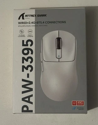 Attack Shark X3 Wireless Gaming Mouse PAW 3395 Tri-Mode  Connections White - Image 1 of 4