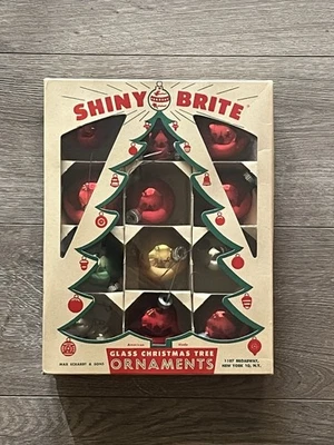 Caja de adornos de vidrio Brite brillante de colección colores lisos Navidad EE. UU. Foto 1 de 4