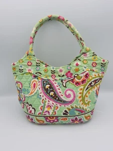 Vera Bradley Handbag Tote – Retired Lilli Bell Pattern Green Pink Paisley 2013 - Picture 1 of 12