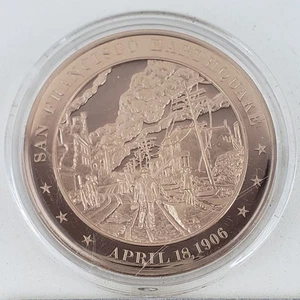 Franklin Mint US History 1906 San Francisco Earthquake Proof Bronze Medal Coin - Picture 1 of 4