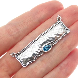 OR PAZ PZ 925 Sterling Silver Vintage Israel Real Blue Topaz Centerpiece Pendant - Picture 1 of 7