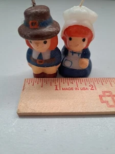 Vintage Mini Pilgrim Couple Candle Thanksgiving 2" tall - Picture 1 of 6