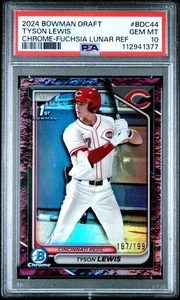 2024 Bowman Draft Tyson Lewis 1st Bowman Fuchsia Lunar Refractor 167/199 PSA 10 - Bild 1 von 2