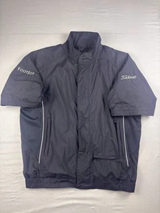 Footjoy Jacket Mens Large Black DRYJOYS Windbreaker Short Sleeve Titleist Golf - Picture 1 of 10