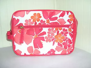 New Elizabeth Arden Orange Red Floral Print Cosmetic Bag - Picture 1 of 4