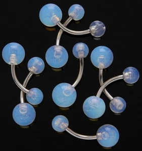 New Surgical Steel Pretty Opal Opalescent Belly Naval Bar Stud 14g - Picture 1 of 1