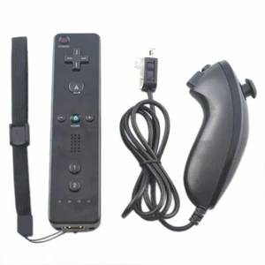 Télécommande Wiimote + Nunchuck pour Nintendo Wii et Wii U - Noir - Photo 1/8