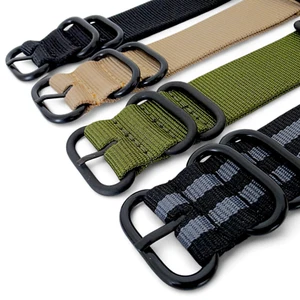 Nylon NATO Watch Strap Band Black Buckle PVD Zulu One Piece 18mm 20mm 22mm Mens - Picture 1 of 36