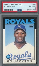 Bo Jackson 1986 Topps Traded Baseball Rookie Card RC #50T Graded PSA 6