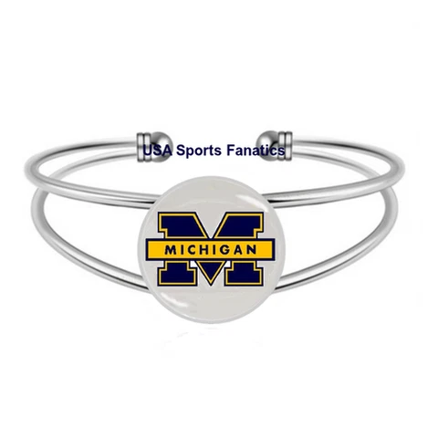 Michigan Wolverines Team Logo Adjustable Bangle Bracelet Cover