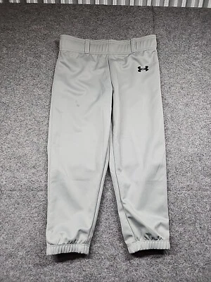 Pantalones de béisbol/t-ball Under Armour para niños jóvenes medianos con lazo para cinturón gris Foto 1 de 4