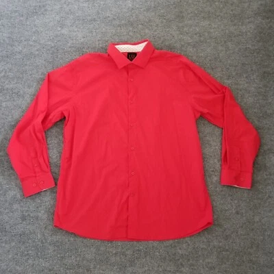LU Linea Uomo Stretch Shirt Men 3XLT Red Button Up Long Sleeve - Image 1 of 4