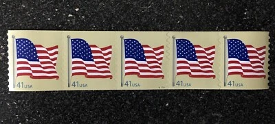 2007USA #4188 41c Flag - Plate Number Coil PNC (#V11111) Strip of 5 Mint  (AVR) - Image 1 of 2