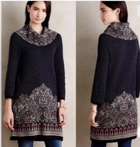 Abito maglione Anthropologie falena taglia media giardino imperiale collo cappuccio boho - Foto 1 di 11