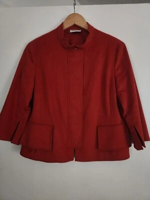 Chaqueta Blazer AKRIS Punto Talla 10 Lana Angora Naranja Sangre Cuello Alto  Foto 1 de 4