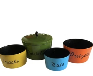Vintage 4er Set Nesting Retro MCM Melamin Schüsseln Chips Brezeln Snacks & Muttern - Bild 1 von 7