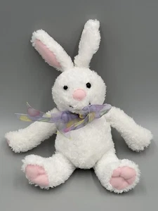 Hallmark bianco peluche orecchio floppy coniglietto coniglio 9" peluche con fiocco nastro - Foto 1 di 7