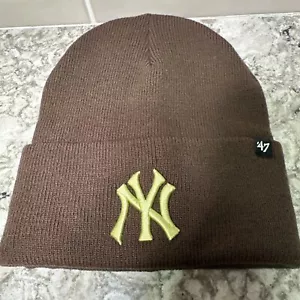 47 Brand MLB Oversized Cuff Raised Embroidered Logo Beanie Warm Yarn Baseball - Picture 1 of 4