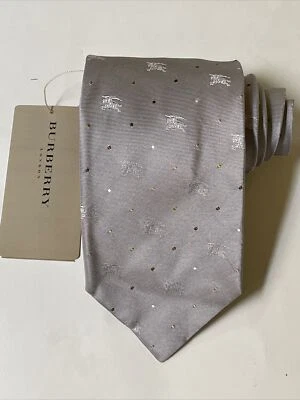 NEW Burberry Gray Dots Mans 100% Silk Tie Authentic Italy 3.5" 0350457 - Image 1 of 4